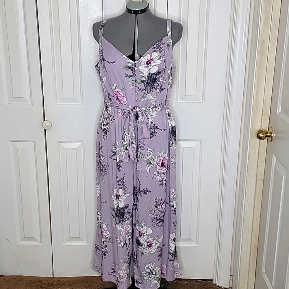 Torrid Lavender Floral Challis Coulette Jumpsuit Size 2X